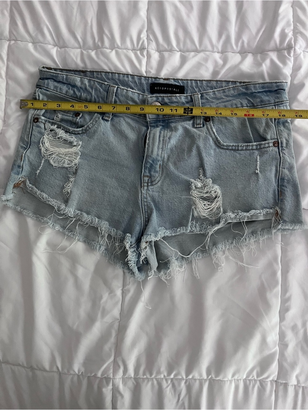 Aeropostale Washed Light Blue Distressed Denim Cutoff Shorts